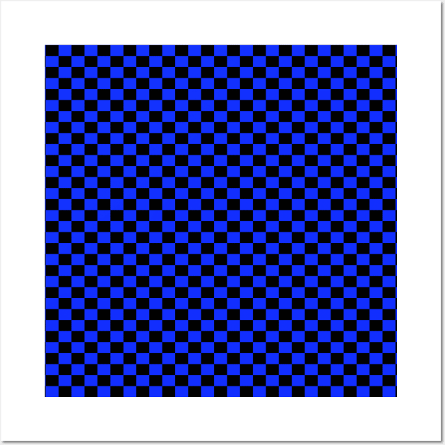 checkered Blue And Black Wall Art by DragonTees